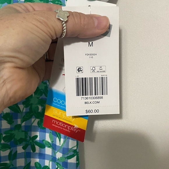 Pro Tour NWT gingham and floral short sleeve polo golf shirt size M - Picture 4 of 6